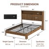 GDFStudio Damien Rustic Wooden Bed with Storage Headboard and Built-In Charging Station - 3 of 4