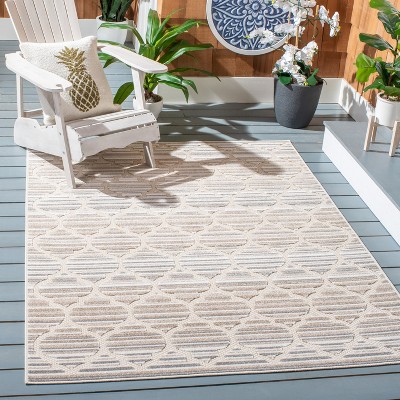 Grey/Ivory 8' x 10' Geometric Synthetic Washable Area Rug