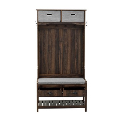 Hall Tree with 6 Hooks and Hinged Lid