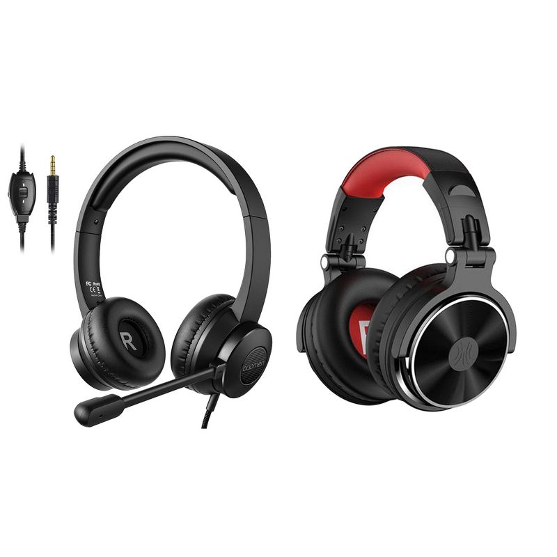 S100 Adjustable Microphone PC Headset w/ OneOdio Pro 10 Over Ear 50mm Driver Wired Studio DJ Headphones Headset, 1 of 7