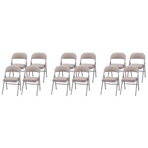 MECO Sudden Comfort Deluxe Portable Metal Fabric Padded Folding Chair for Home, Outdoor, and Office Use with Contoured Backrest, Gray (12 Pack) - 1 of 4