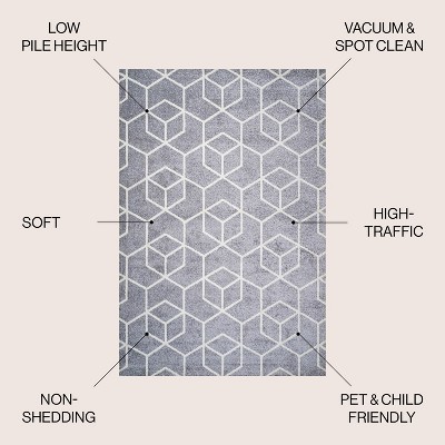 Modern Geometric Light Gray & White 8' x 10' Synthetic Area Rug