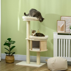LAOTIES 3 Level Cat Tree Tower with Sisal Scratching Posts,Plush Cushions,Hideaway Condo And Interactive Toy - 1 of 4