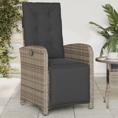 vidaXL Reclining Patio Chair with Footrest Gray Poly Rattan
