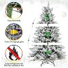 Zoplite 6.5'/7.5' Premium Prelit Snow Flocked Christmas Tree with 11 Modes LED Lights, Branch Tips, Metal Stand and Hinged Branches - 3 of 4