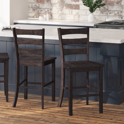 Taylor & Logan 2pk Wooden Slat Back Counter Height Barstools Gray ...