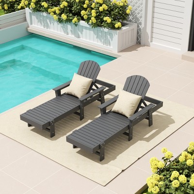 WestinTrends Dylan 2 Piece Adirondack Poly Reclining Chaise Lounge With Arms