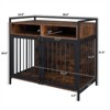 phiestina 38.6" Furniture Dog Cage, Heavy Duty Metal Dog Crate with Storage, Double Door & Lock, Rustic Brown - 2 of 4