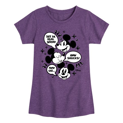 Disney Mickey Mouse Fitted Short Sleeve Graphic T Shirt Heather Purple 2T