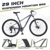 29 Inch 8 Speed Mountain Bike, Front Suspension, Steel Frame, for Men Women Boys and Girls - 2 of 4