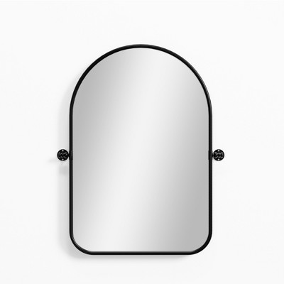 Lirago Black Arched Swivel Wall Mirror 4mm Tempered Glass Moisture Resistant Backing 1.56" D x 23" W x 32" H