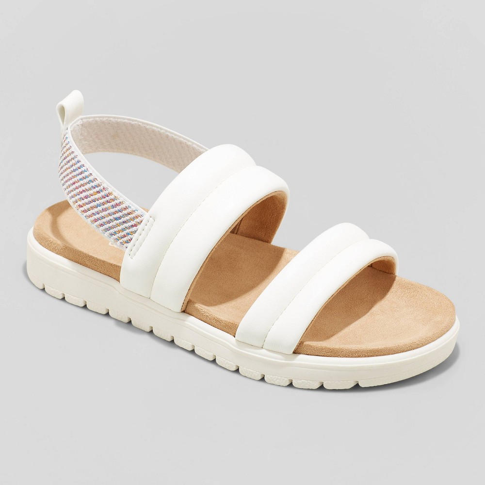 Girls' Hazel Slip-On Pull-On Footbed Sandals - Cat & Jack White 13