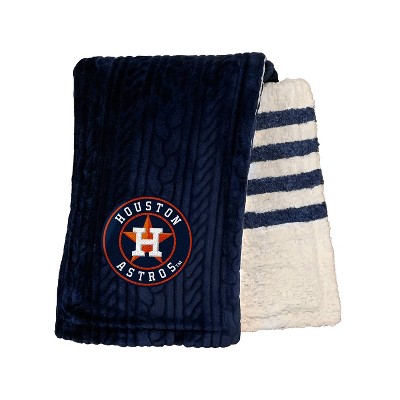 Mlb Houston Astros Knit Embossed Faux Shearling Stripe Throw Blanket ...