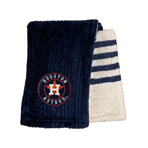 MLB Houston Astros Knit Embossed Faux Shearling Stripe Throw Blanket - 1 of 2