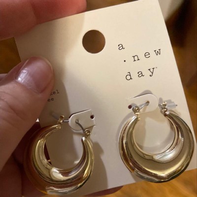 Thick Metal Hoop Earrings - A New Day™ Gold