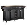 Vynxaria Kitchen Island - Rubberwood Countertop, 5-Wheel Rolling Cart with 5 Drawers, Storage Cabinet, Towel/Spice Racks for Dining & Kitchen,Black - 3 of 4