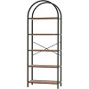 Jojoka 5-Tier Arched Bookshelf, Tall Wood Bookcase with Metal Frame, Modern Storage Rack for Living Room, Bedroom, or Home Office，Black+Brown - 2 of 4