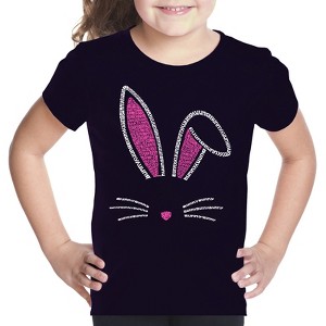 LA Pop Art Girl's Word Art T-shirt - Bunny Ears - 1 of 4