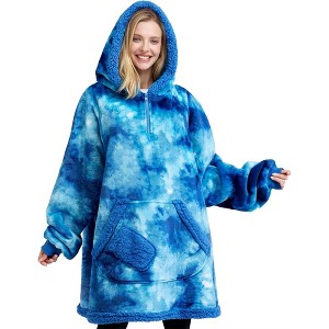 Joyfy Wearable Blanket Hoodie for Kids Adults, Christmas Oversized Flannel Fleece Sweatshirt Blanket, Cozy Blanket Birthday Gift for Family Girls Boys - 1 of 4