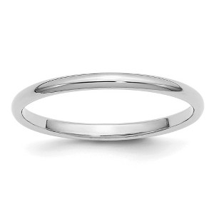 Black Bow Jewelry 2mm Rhodium Plated Sterling Silver Half Round Standard Fit Band - 1 of 4