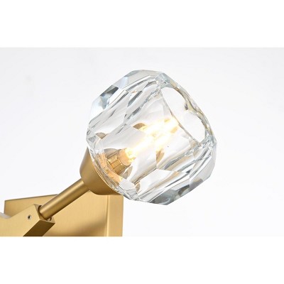 Gold Dual Arm Crystal Ball Dimmable Sconce