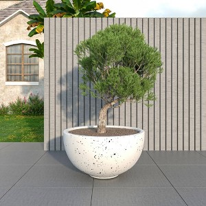 LeisureMod Iris Fiberstone Round Planter with Drainage Holes for Indoor and Outdoor Use - 1 of 4