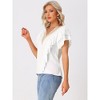 Allegra K Women's Ruffle Short Sleeve V Neck Casual Blouse - 4 of 4