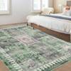 Washable Area Rug Retro Chic Medallion Distressed Design Living Room - 4 of 4