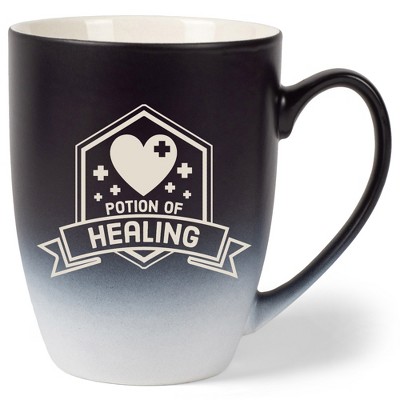 100 North Magic Potion 10 Ounce Black and White Two Toned Ombre, Comfortably Fits Your Hands, Ceramic Tea Coffee Cup Mug, Potion of Healing
