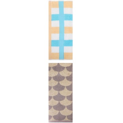 REGALWOVEN Geometric Cotton Soft Absorbent Decorative Hand Towel Set for Bathroom 13" x 29" 2 Pcs