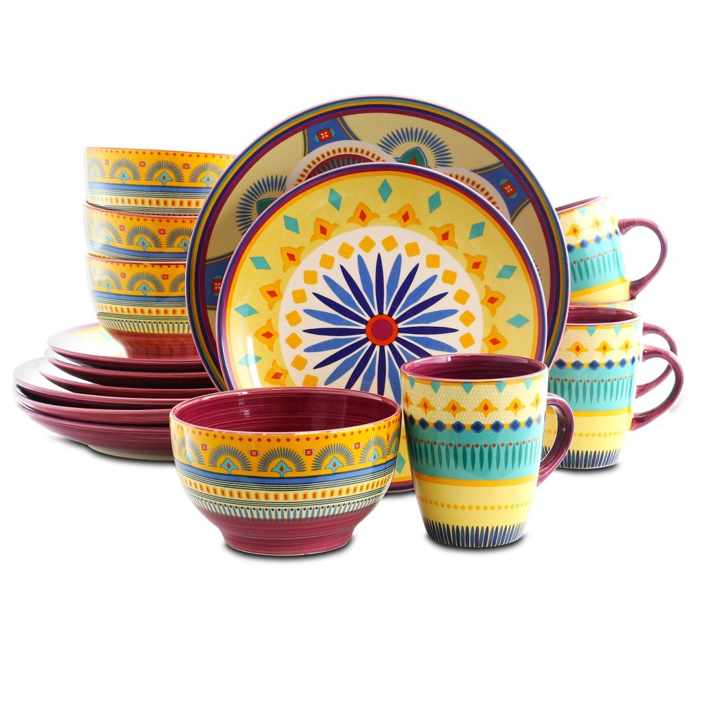 Photos - Other kitchen utensils 16pc Stoneware Summer Terrace Dinnerware Set - Elama