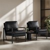 Yaheetech Set of 2 Retro Upholstered Lounge Arm Chairs with Metal Arms, Removable Seat & Back Cushion - 2 of 4