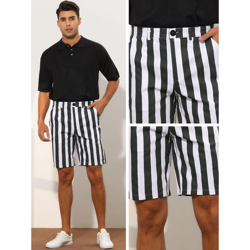 Lars Amadeus Men's Summer Flat Front Color Block Striped Chino Shorts, 4 of 6