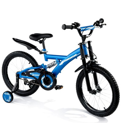 SUGIFT Durable 16"/18" Kids Bike with Adjustable Seat, Dual Brakes, Suspension, Training Wheels and All-Terrain Tires for Ages 4–9