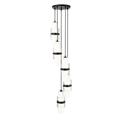 Matte Black 5-Light Spiral Chandelier with Glass Shades