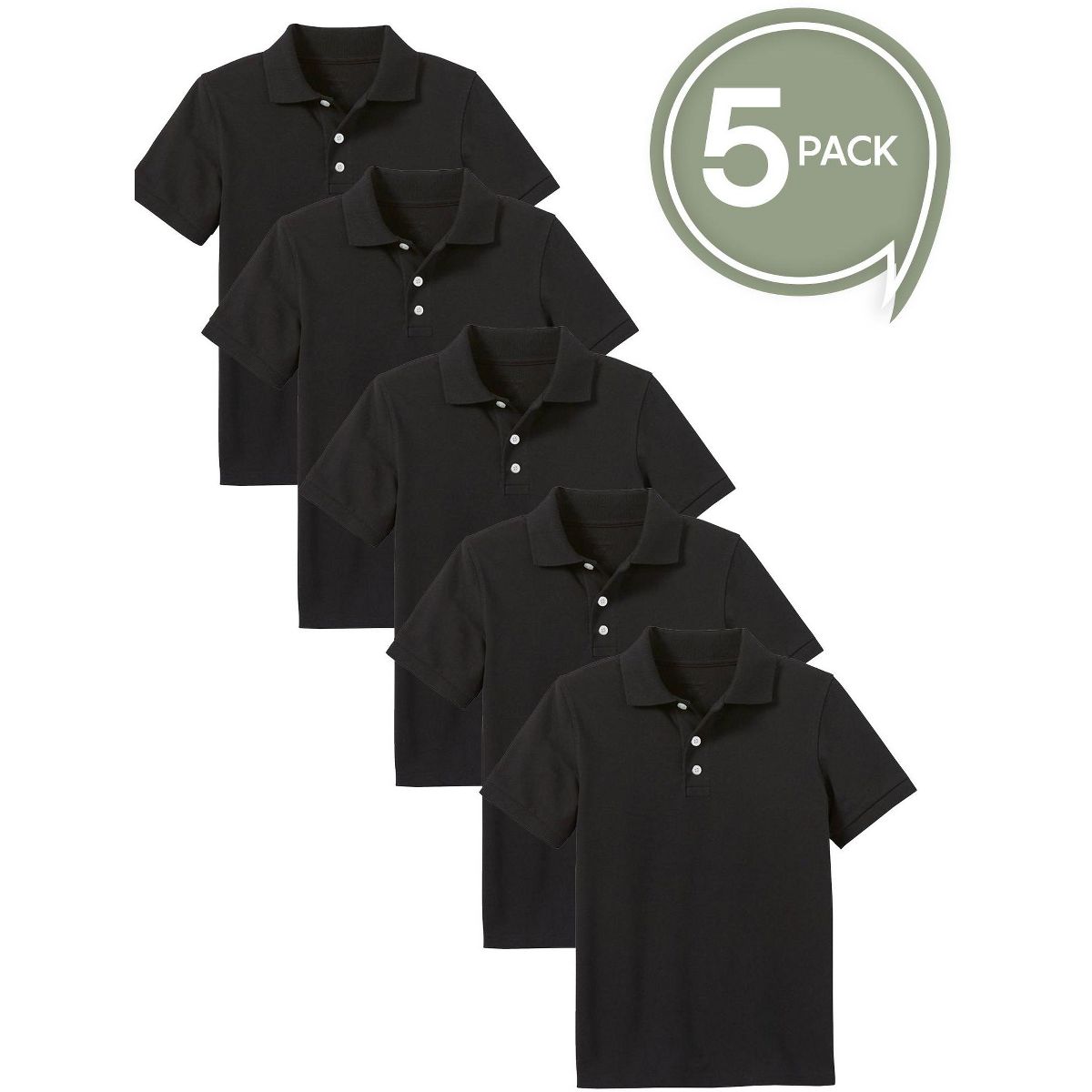 Galaxy by Harvic Boy's School Uniform Polo-5 Pack