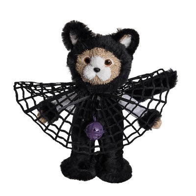 Transpac Thread Cat with Costume Decorative Plush Figurine Halloween Black Foam Tabletop Decor Indoor Use Gift Giving and Hostess Gifts Spot or Wipe