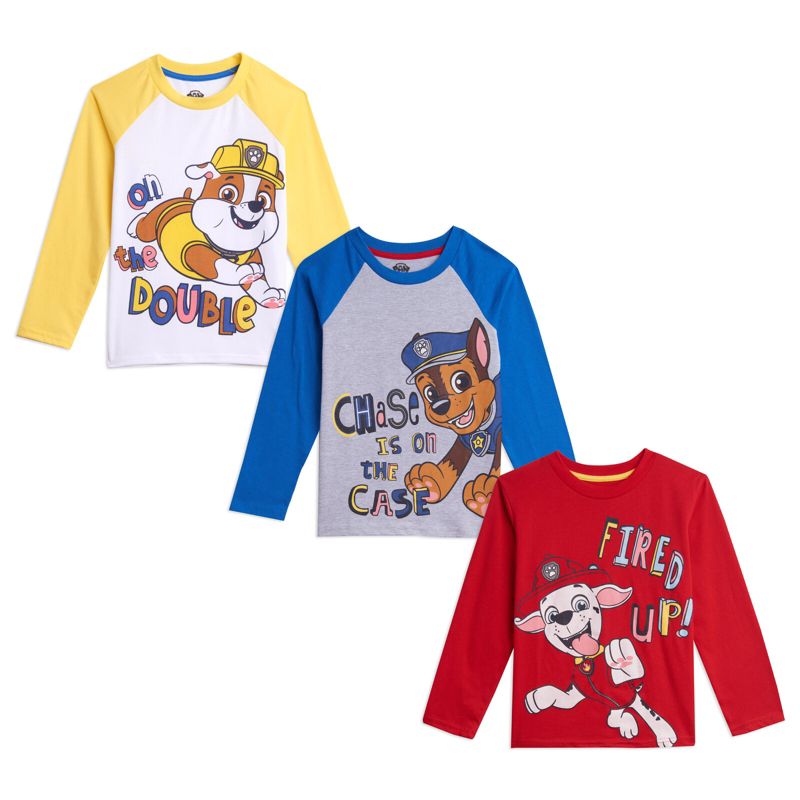 Paw Patrol Rubble Marshall Chase 3 Pack T-Shirts Toddler, 1 of 8