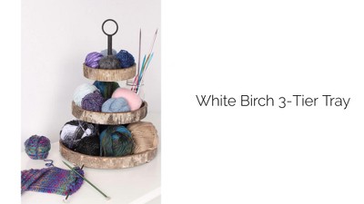 Rustic Birch Wood Round 3-Tiered Organizer Tray