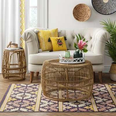 Pyronia Rattan Cage Coffee Table, Rattan Round Coffee Table Target