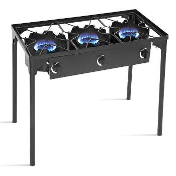 Barton Deluxe Double Portable Infrared Flame Propane GAS Stove Burner Fryer Outdoor Tailgate Cooktop with Auto Ignition, Black