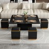 JUJABU Lift-Top Coffee Table with 4Storage Stools, Multi-Functional and Foldable Top - 3 of 4