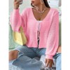 Coolmee Women's Plus Size Cardigan Top Hollow Out Open Knit Sweater Ladies Tie Front Shrug - 2 of 3