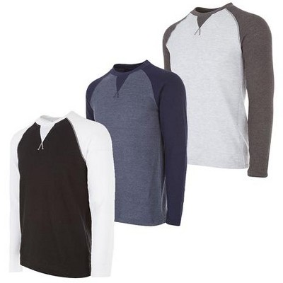 DARESAY Men's Thermal Crew Long Sleeve Henley Tops Base Layer Shirt, Pack of 3