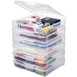 VEVOR Scrapbook Paper Storage, 6 Pack Stackable Plastic Board Game Boxes, Clear Multi-Purpose Document Case with Rounded Corners, Transparent - 1 of 4