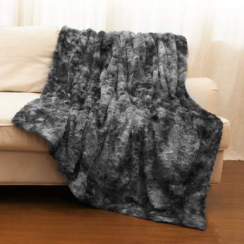 Cheer Collection Ultra Soft Faux Fur Throw Blanket - Gray