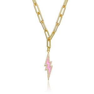 "Gorgeous 14K Gold Plated Cubic Zirconia Charm Necklace: A Dazzling Statement Piece to Elevate Your Ensemble with Radiant Sparkle and Timeless Elegance" - 1 of 2