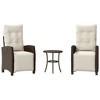 vidaXL 3 Piece Bistro Set with Cushions Brown Poly Rattan - 2 of 4