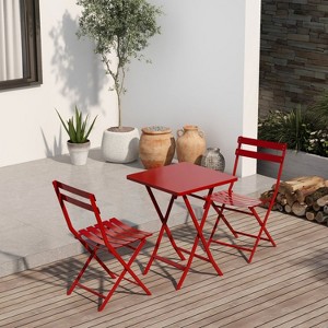 Lorna 3-piece Modern Patio Bistro Set of Foldable Square Table and Chairs, Outdoor Furniture Near Me - The Pop Home - 1 of 4
