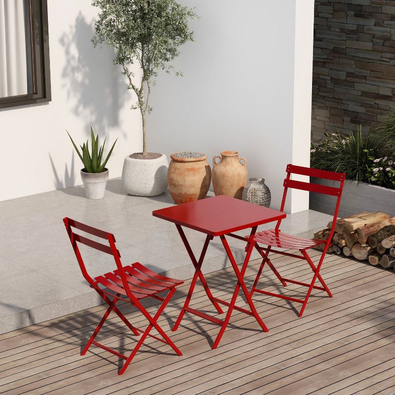 Lorna 3-piece Modern Patio Bistro Set of Foldable Square Table and Chairs, Outdoor Furniture Near Me - The Pop Home, 1 of 7